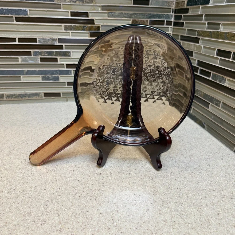 Vintage Visions Corning Amber Glass Skillet 7